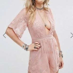 Honey Punch As You Wish Embroidered Lace Romper